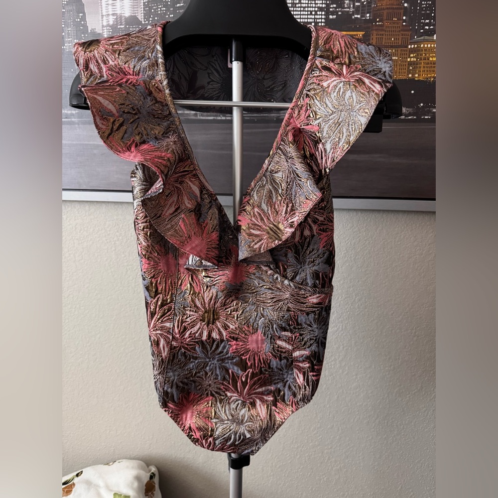 Victoria's Secret Tropical Print Bodysuit - Pink and Black
